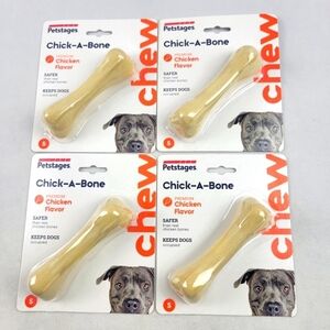 NWT set of 4 Petstages Chick-A-Bone dog bone chew chicken flavor Size small